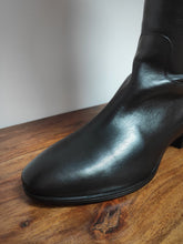 Charger l'image dans la galerie, Santoni bottes cavalières en cuir lisse noir Made in Italy 36,5 FR