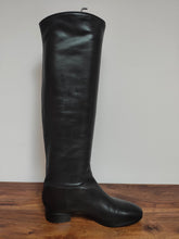 Charger l'image dans la galerie, Santoni bottes cavalières en cuir lisse noir Made in Italy 36,5 FR