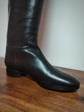 Charger l'image dans la galerie, Santoni bottes cavalières en cuir lisse noir Made in Italy 36,5 FR