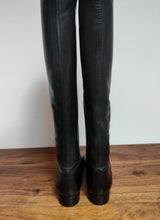 Charger l'image dans la galerie, Santoni bottes cavalières en cuir lisse noir Made in Italy 36,5 FR