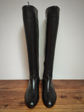 Charger l'image dans la galerie, Santoni bottes cavalières en cuir lisse noir Made in Italy 36,5 FR