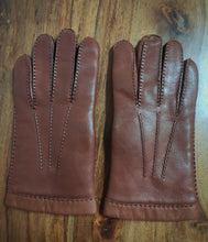 Charger l'image dans la galerie, Gants vintage en cuir lisse marron T. 8,5