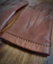 Charger l'image dans la galerie, Gants vintage en cuir lisse marron T. 8,5
