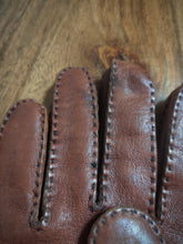 Charger l'image dans la galerie, Gants vintage en cuir lisse marron T. 8,5