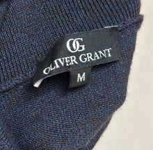 Lade das Bild in den Galerie-Viewer, Oliver Grant pull à col roulé bleu et marron en laine mérinos M
