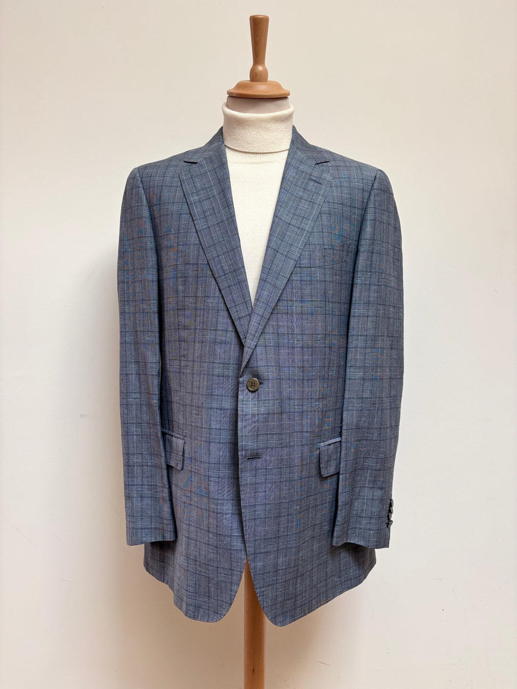 Suitsupply blazer marine en laine et lin Prince de Galles 52