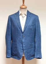 Charger l'image dans la galerie, Féraud blazer à chevrons bleu en lin 50/L
