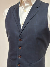 Charger l'image dans la galerie, Gilet de costume bleu marine en laine à carreaux Prince de Galles 50/L
