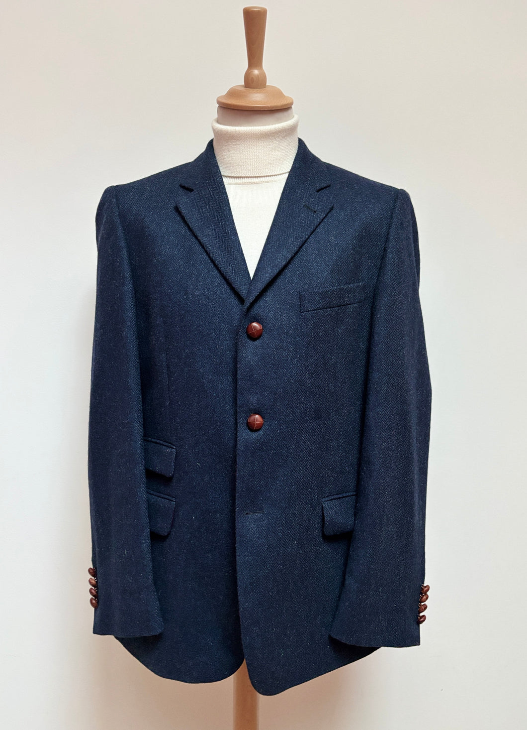 British House X Robert Noble blazer bleu à chevrons en laine 50