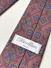 Lade das Bild in den Galerie-Viewer, Revillon cravate vintage en soie à motif géomérique Made in France
