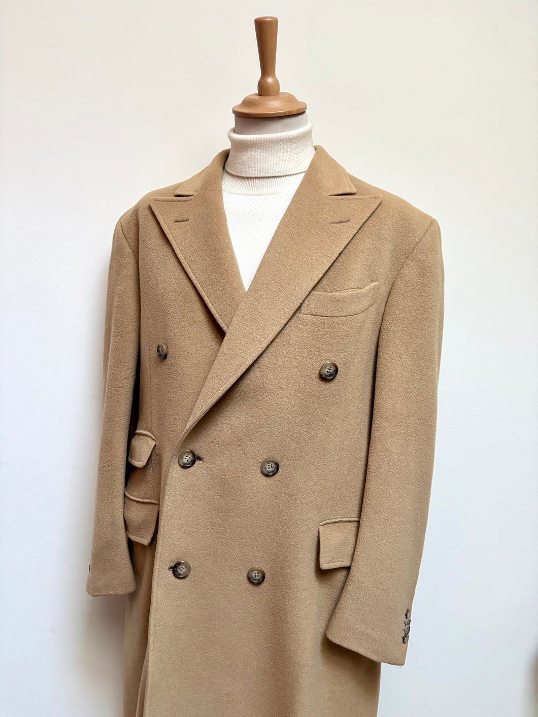 Manteau vintage beige croisé 100% camel hair Made in Italy