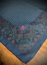 Load image into Gallery viewer, Etro Milano pochette marine vintage à pois en soie Made in Italy
