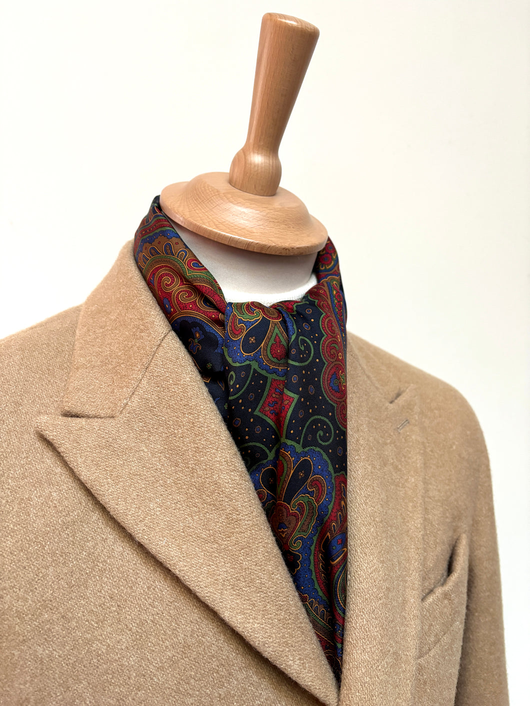 Foulard vintage double face en laine et soie Made in Italy