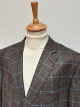 Načíst obrázek do prohlížeče Galerie, Hnědo-modré kostkované sako Loro Piana s okénkami, 100% kašmír, velikost 58/60
