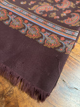 Charger l&#39;image dans la galerie, Rochas Paris écharpe double face vintage paisley en laine et soie Made in Italy
