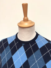Carica l'immagine nel visualizzatore di Gallery, Maglione girocollo Peter Brown in lana e mohair con motivo a rombi, Made in Italy, taglia 54/XXL
