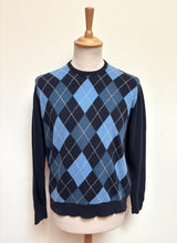 Carica l'immagine nel visualizzatore di Gallery, Maglione girocollo Peter Brown in lana e mohair con motivo a rombi, Made in Italy, taglia 54/XXL
