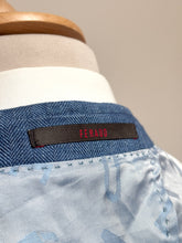 Charger l'image dans la galerie, Féraud blazer à chevrons bleu en lin 50/L
