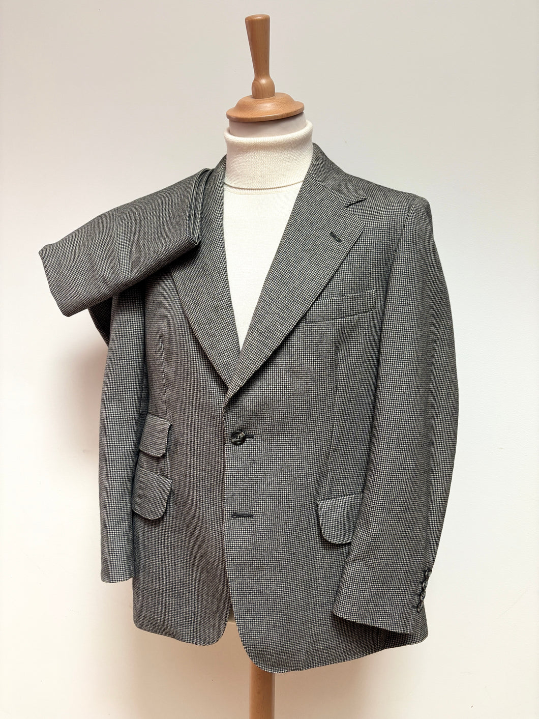 Costume pied de poule vintage deux pièces en laine vierge 48/M