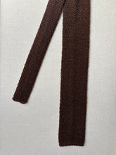 Charger l&#39;image dans la galerie, Cravate tricot vintage marron en pure laine

