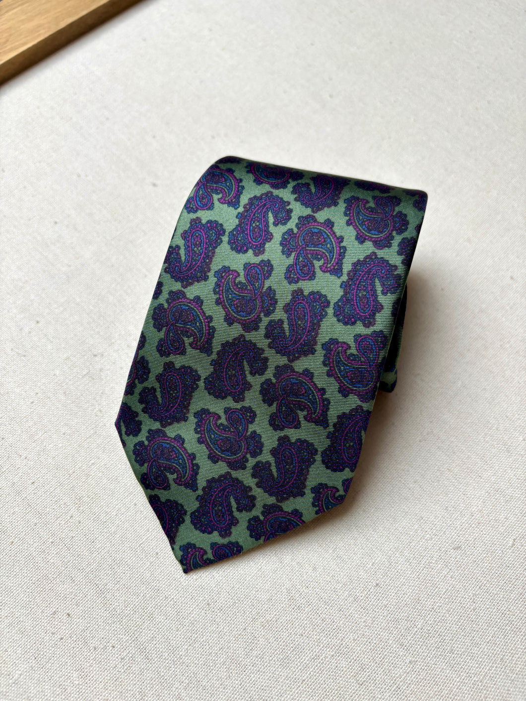 Cravate vintage paisley verte Made in Italy