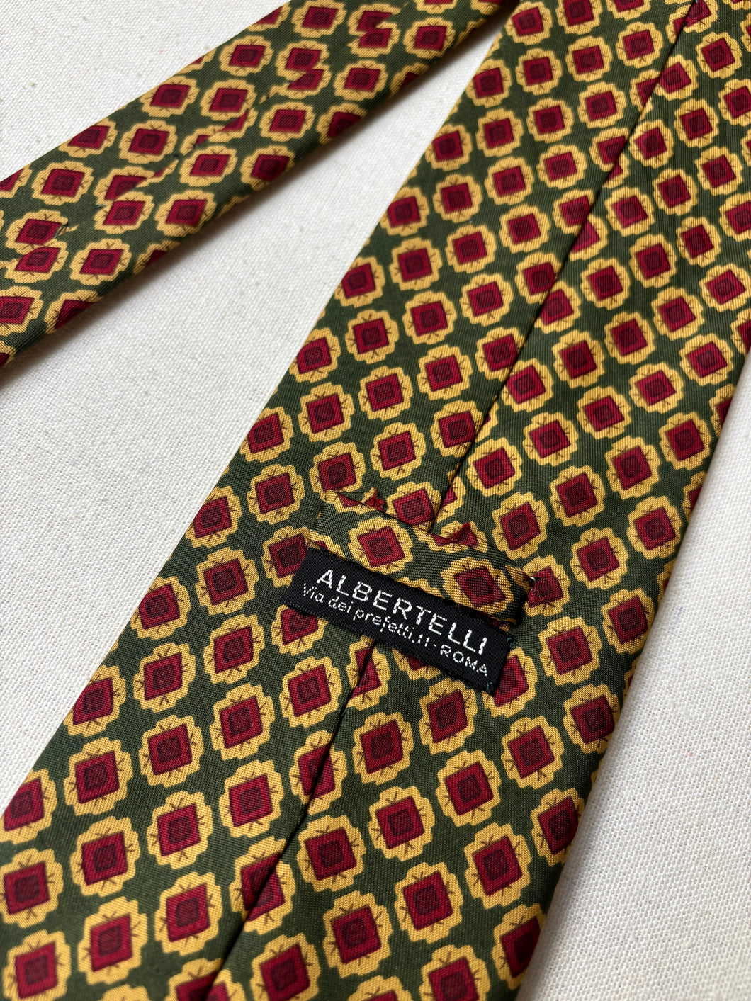 Albertelli cravate vintage en soie à motif géométrique Made in Italy