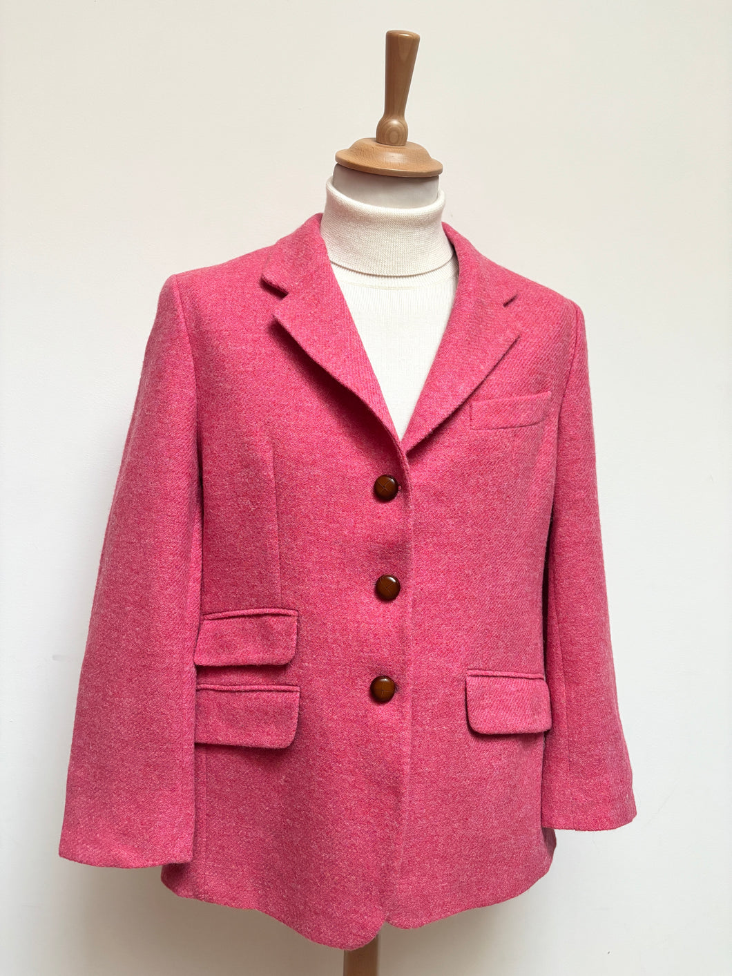Curling Paris blazer femme vintage rose en laine Harris Tweed 44