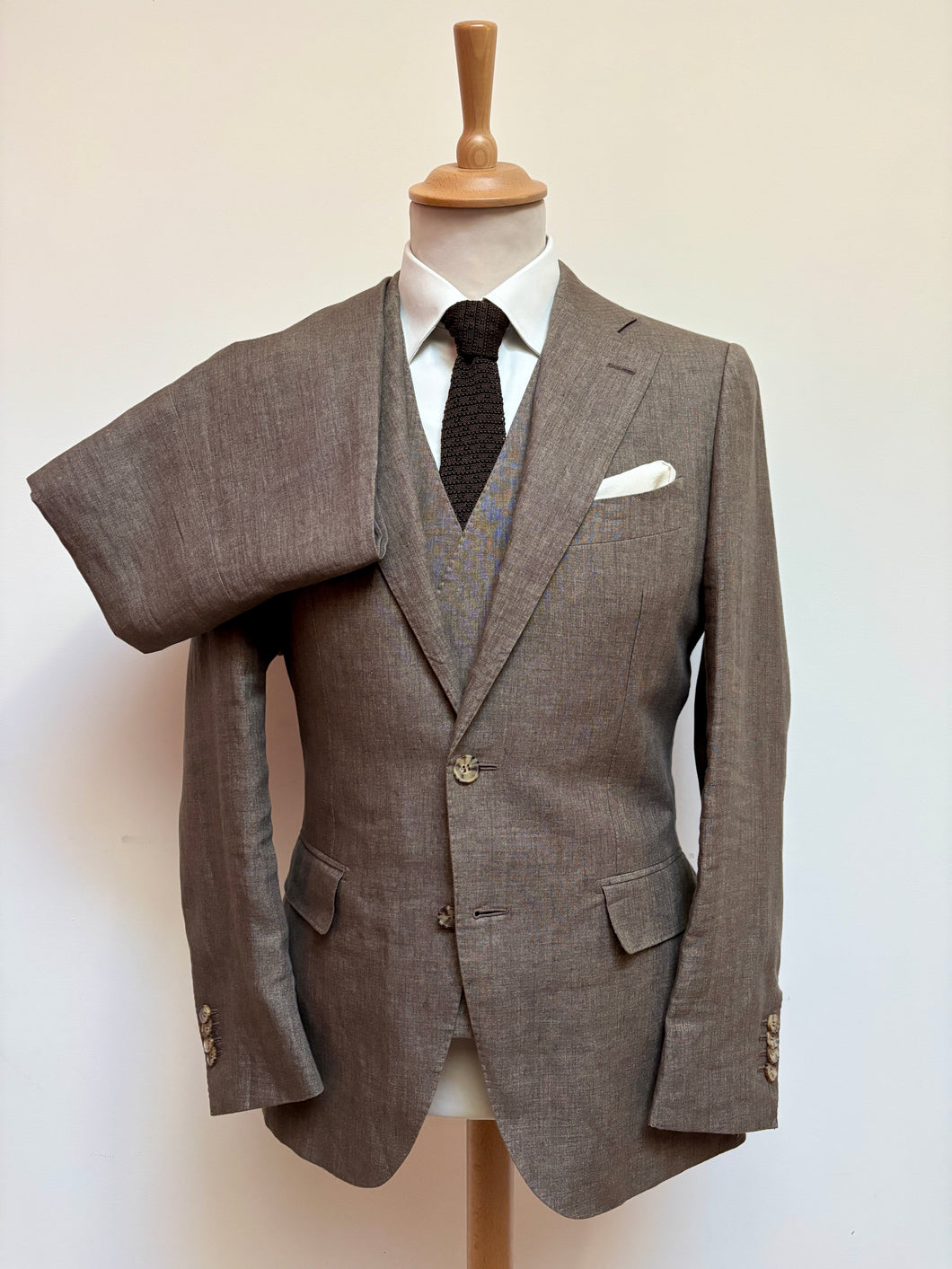 Suitsupply costume vintage trois pièces 100% lin Ormezzano 48