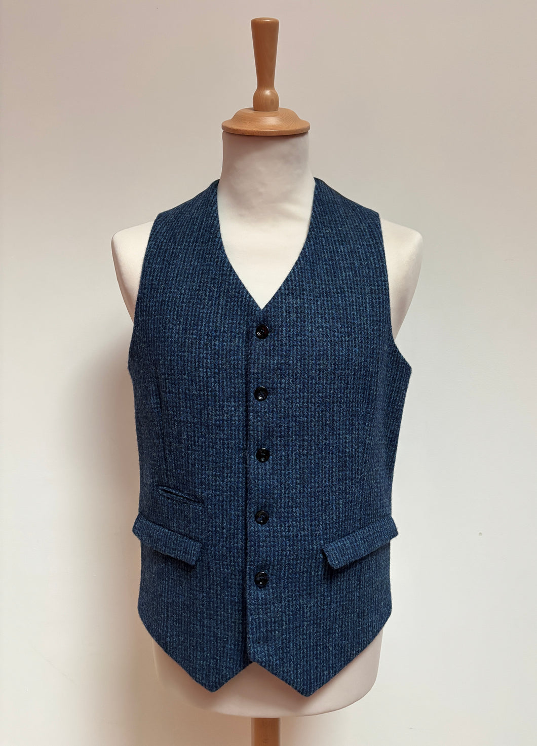 Harris Tweed gilet tweed bleu en pure laine vierge 52