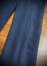 Charger l'image dans la galerie, Pantalon bleu marine vintage à doubles pinces en pur lin 52/54

