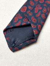Charger l'image dans la galerie, M. Bardelli cravate vintage paisley marine en soie
