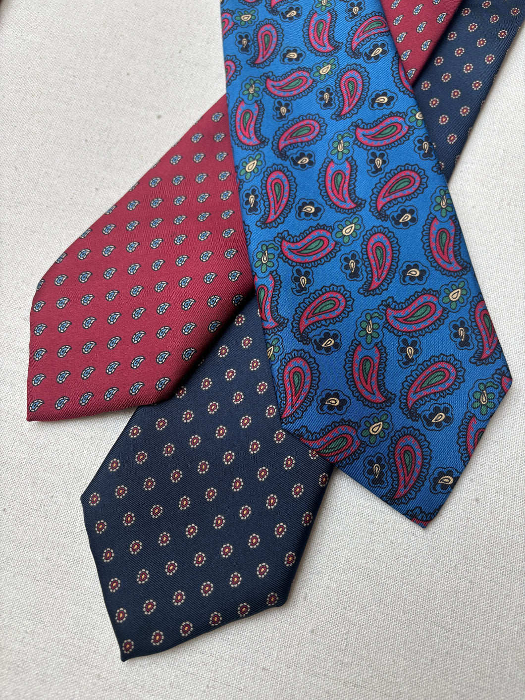 Alain Figaret / Madelios Paris trio de cravates vintage paisley en soie