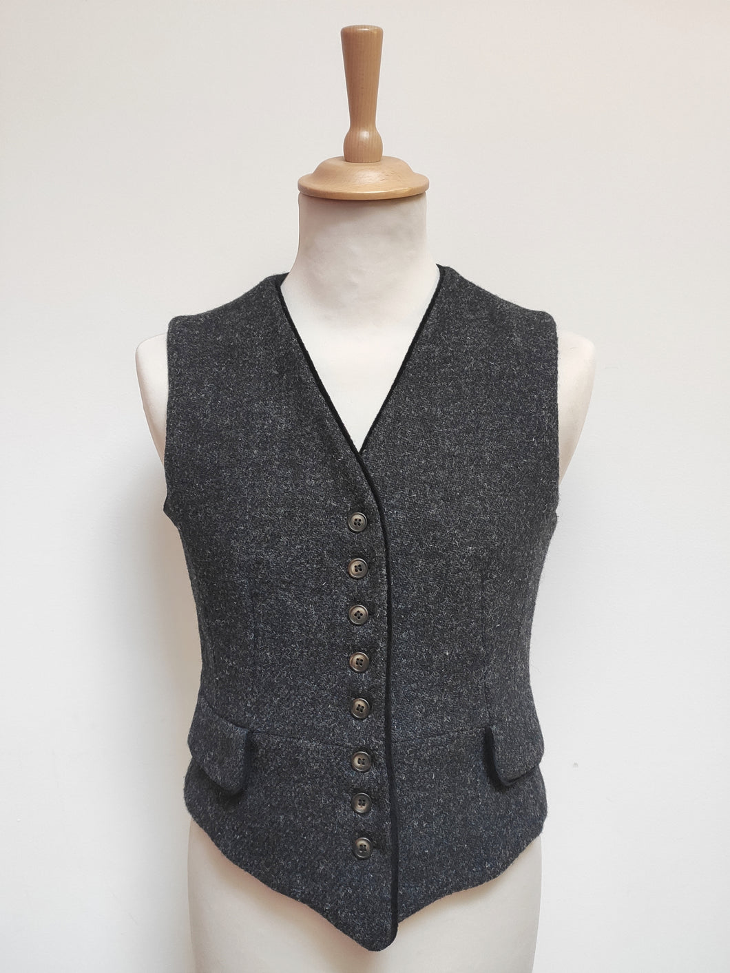 Scapa gilet gris vintage femme 100% laine 42