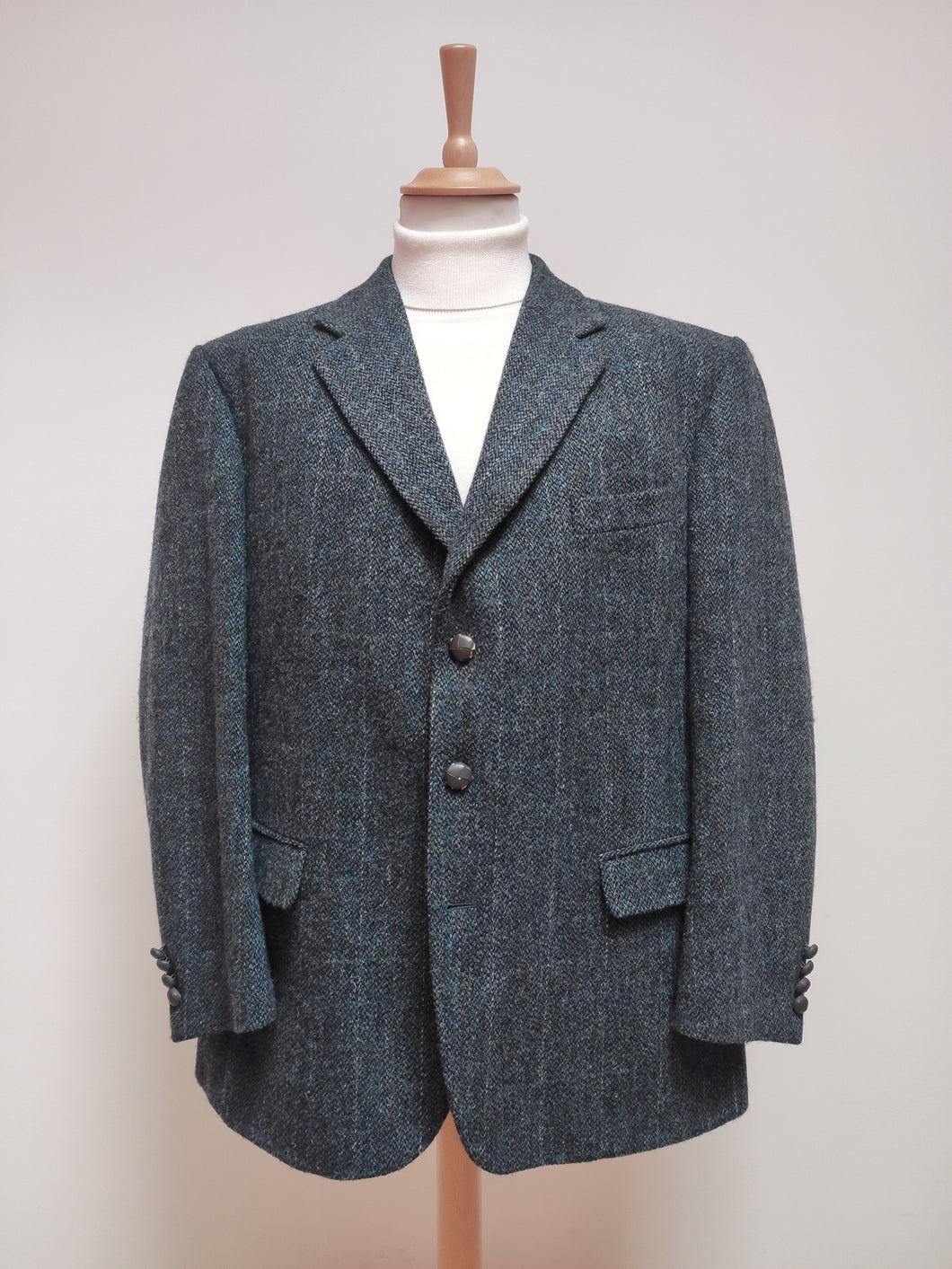 Harris Tweed blazer gris bleu à carreaux en pure laine 56