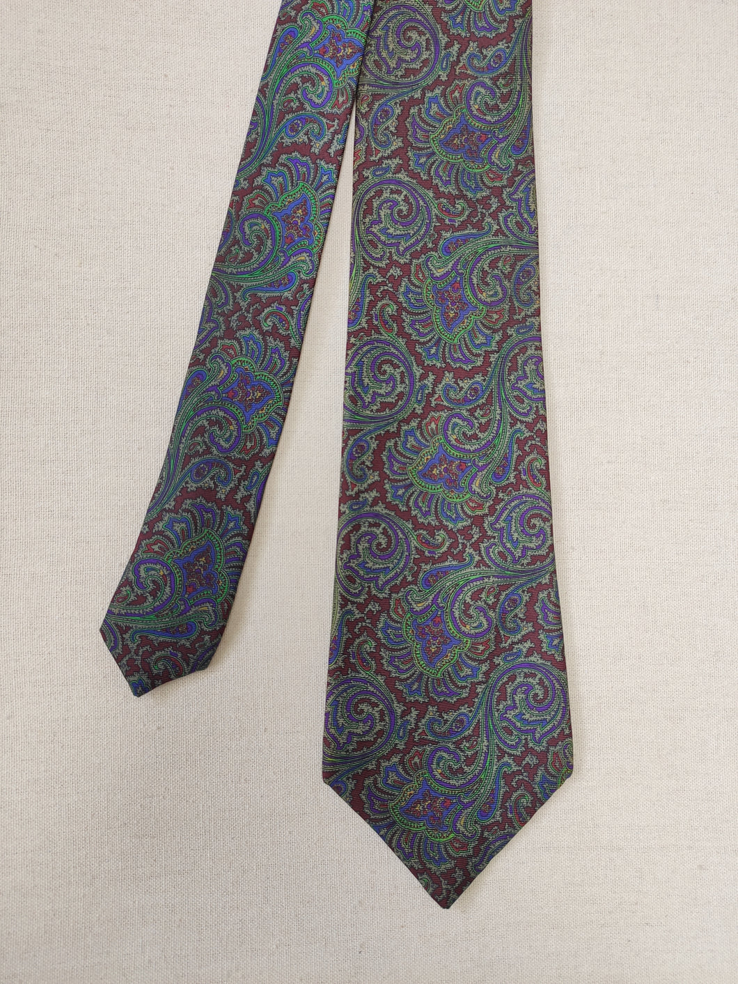 Lanvin Paris cravate vintage en soie à motif paisley Made in France