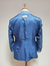 Charger l&#39;image dans la galerie, Phist blazer femme bleu ciel vintage en laine Harris Tweed 46
