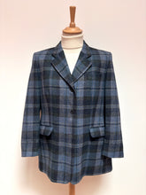 Lade das Bild in den Galerie-Viewer, Daks blazer bleu vintage femme à carreaux en laine vierge 18 UK / 46 FR
