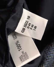 Lade das Bild in den Galerie-Viewer, Daks blazer bleu vintage femme à carreaux en laine vierge 18 UK / 46 FR
