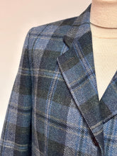Lade das Bild in den Galerie-Viewer, Daks blazer bleu vintage femme à carreaux en laine vierge 18 UK / 46 FR
