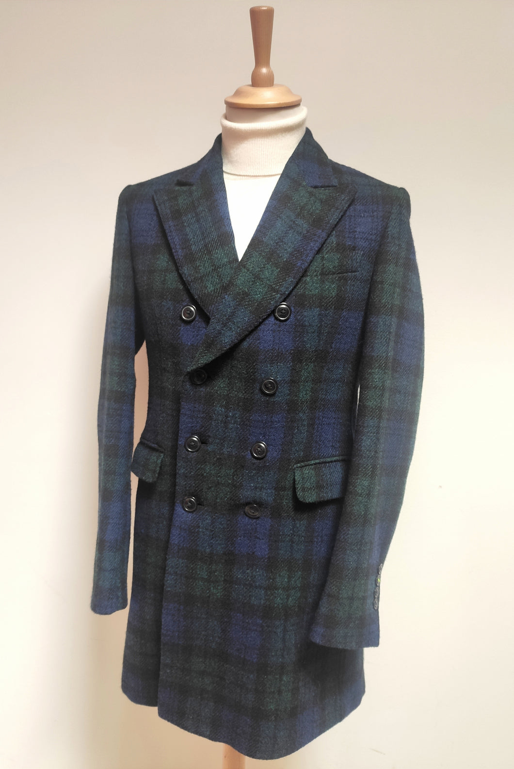 Essentiel Antwerp X Harris Tweed manteau croisé tartan femme 100% laine S