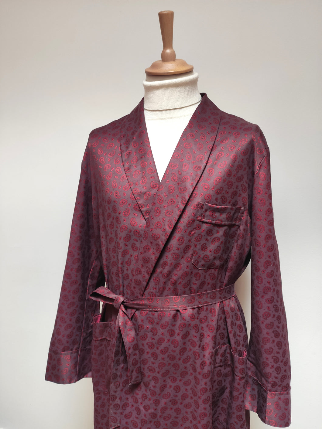 Robe de chambre paisley vintage à col châle en coton mélangé taille 4