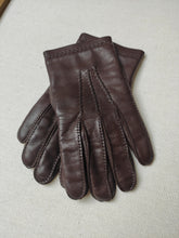 Charger l&#39;image dans la galerie, Madelios Paris gants vintage en cuir d&#39;agneau marron brun S
