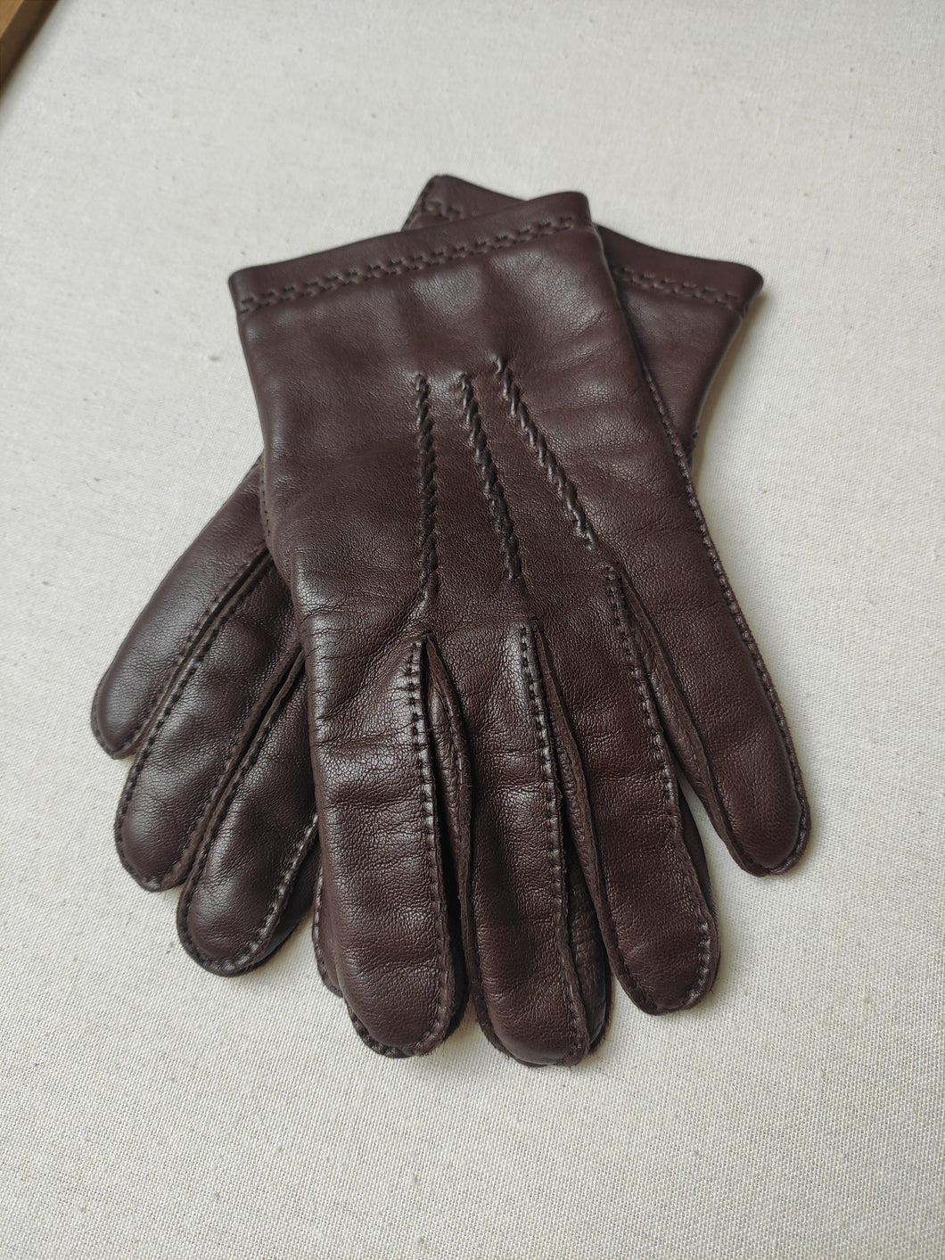 Madelios Paris gants vintage en cuir d'agneau marron brun S