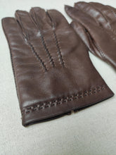 Charger l&#39;image dans la galerie, Madelios Paris gants vintage en cuir d&#39;agneau marron brun S
