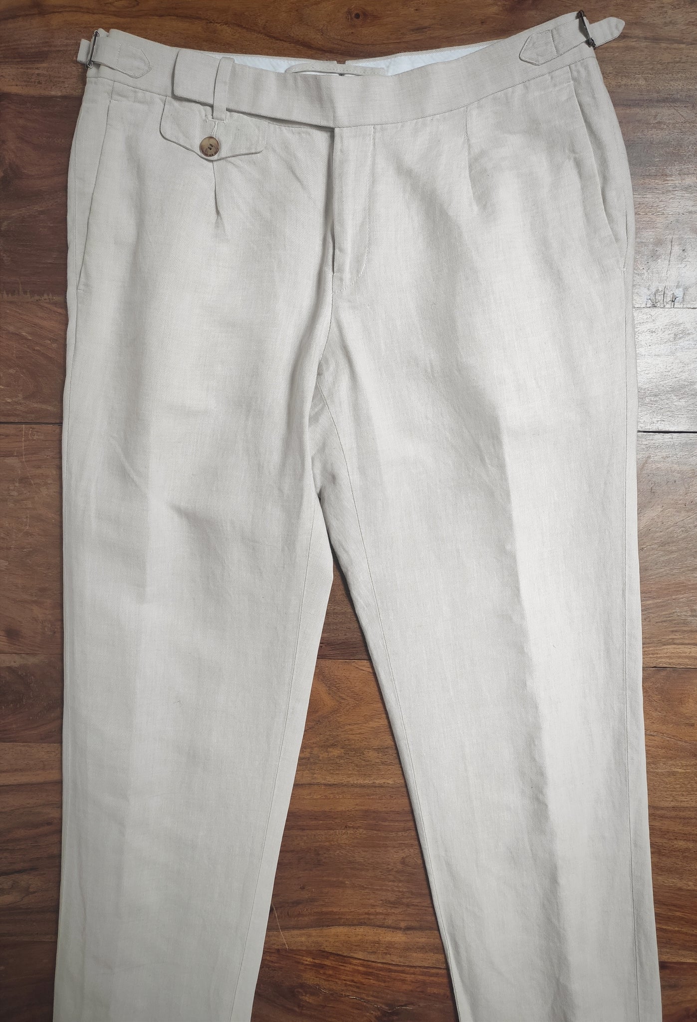 Suitsupply pantalon à pinces en coton et lin Tessuti Di Sondrio 48/M
