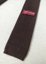 Afbeelding in Gallery-weergave laden, Tino Cosma cravate tricot marron en coton Made in Italy
