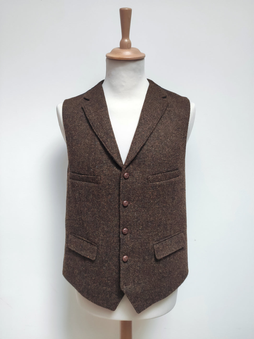 Harris Tweed X Carl Gross gilet marron chiné en pure laine vierge 54