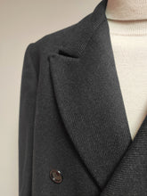 Charger l&#39;image dans la galerie, Pardessus croisé vintage gris anthracite en pure laine peignée Made in France 52

