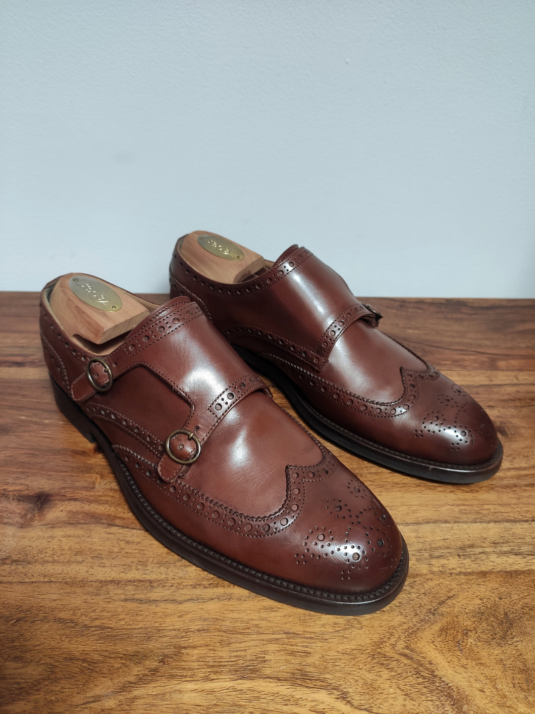 Velasca Milano doubles boucles en cuir de veau lisse marron modèle Moletta 43