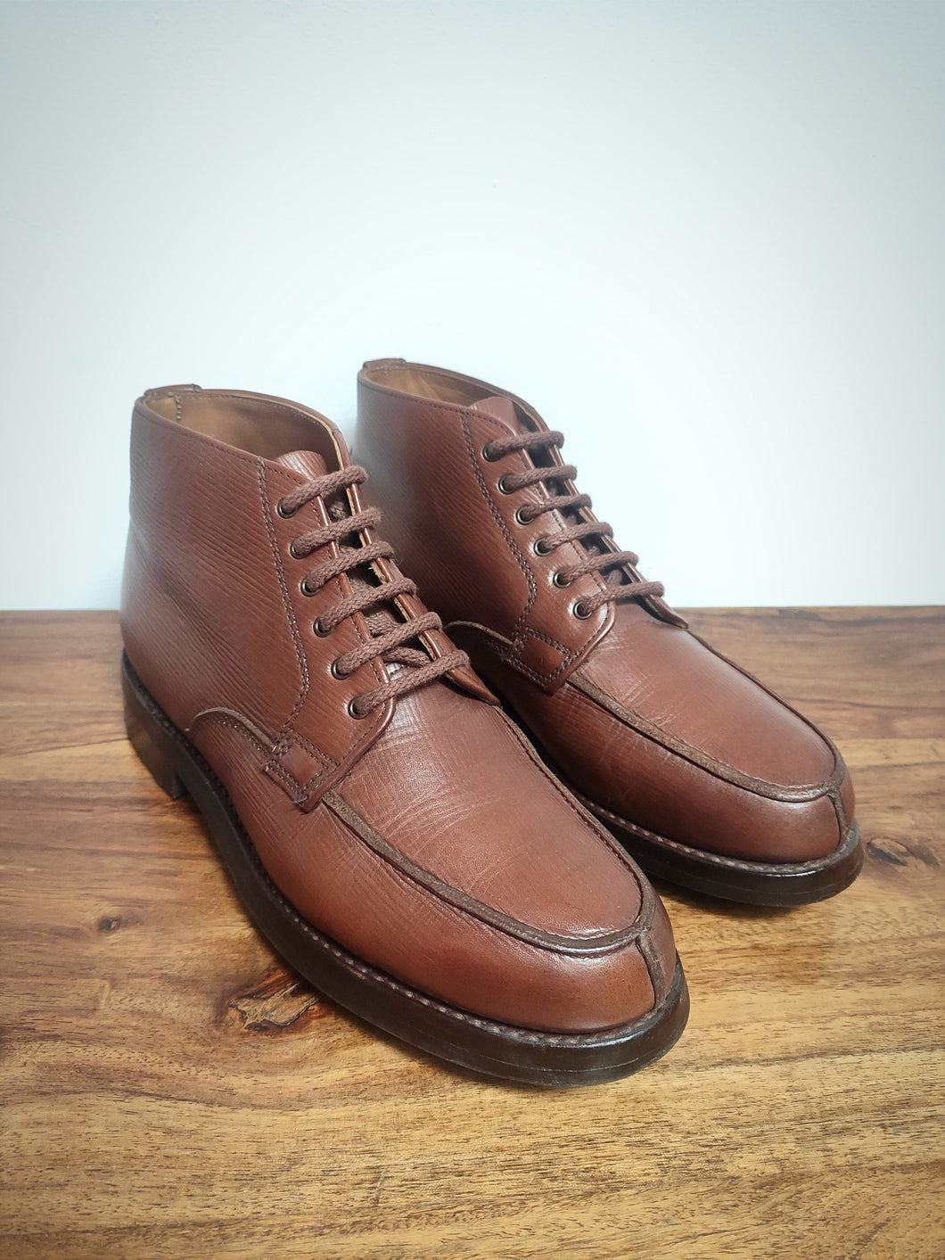 Bowen bottines marrons en cuir texturé Made in England 6,5 UK / 40 FR